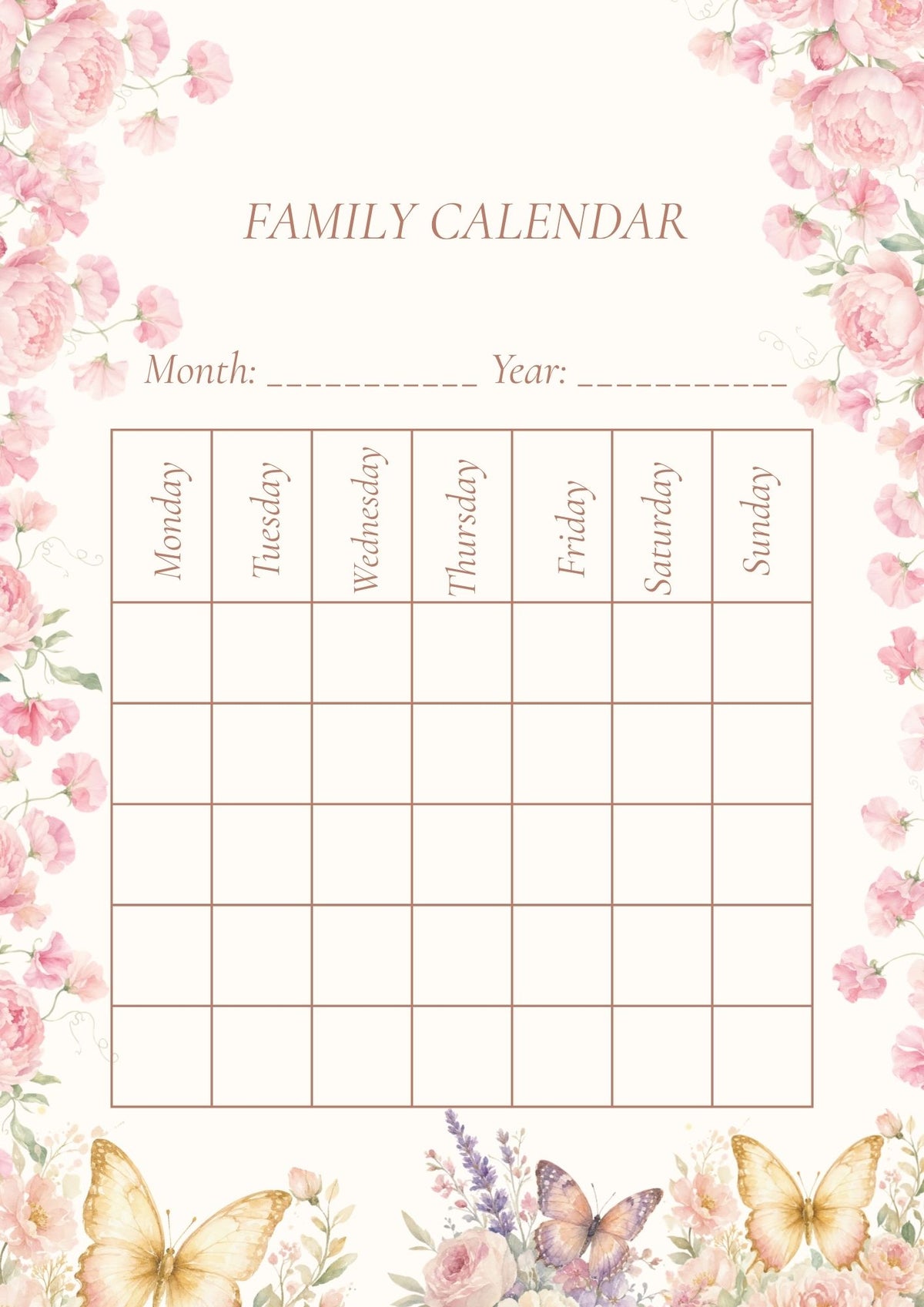 Calm & Pretty Family Planner Printable PDF | Family Organizer, Meal Planner & Calendar