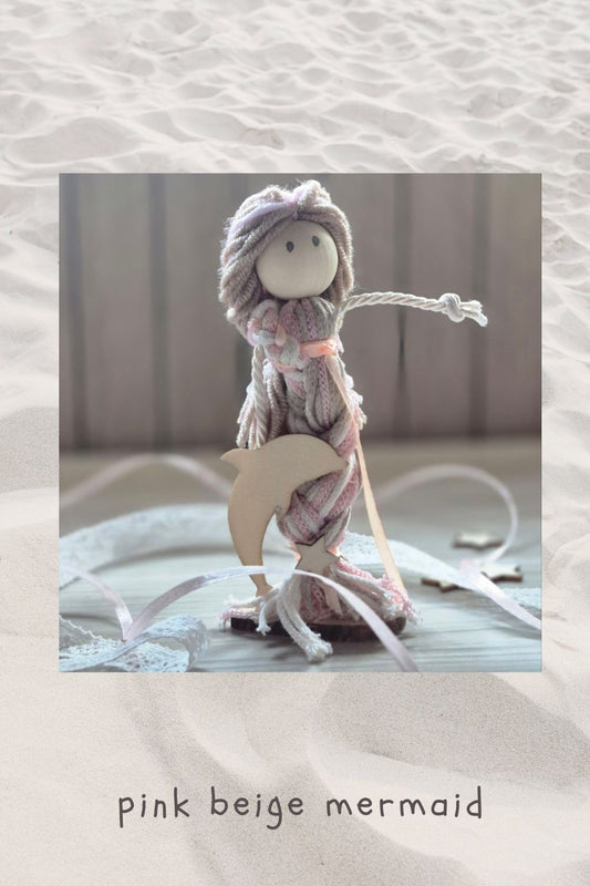 Yarn dolls- pink beige mermaid