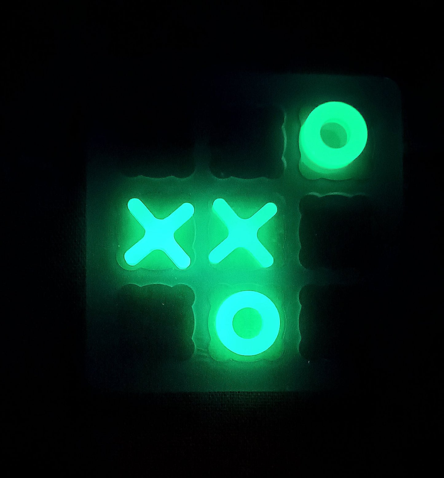 Handmade Glass Tic Tac Toe- Glow in the dark