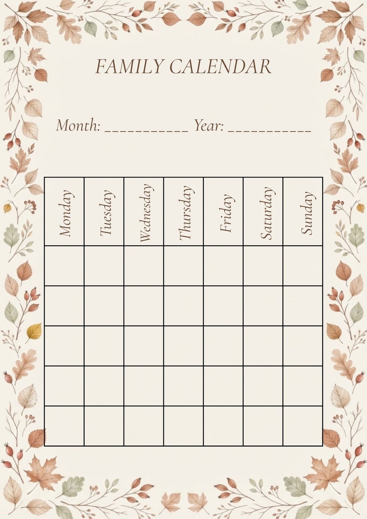 Cosy Autumn Family Planner Printable PDF | Family Organizer, Meal Planner & Calendar