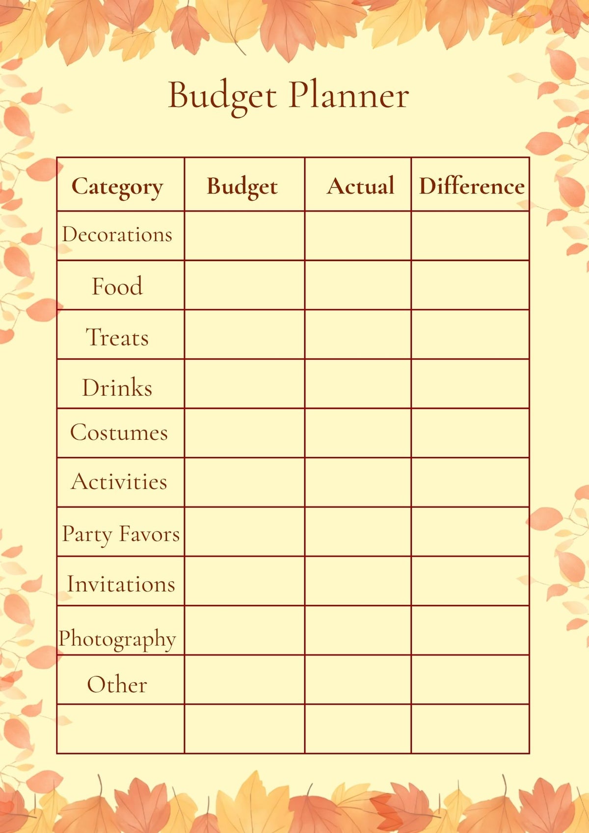 Halloween Party Planner- Printable PDF