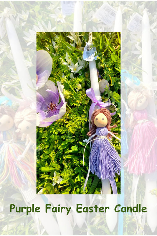 Easter Candle-  purple fairy