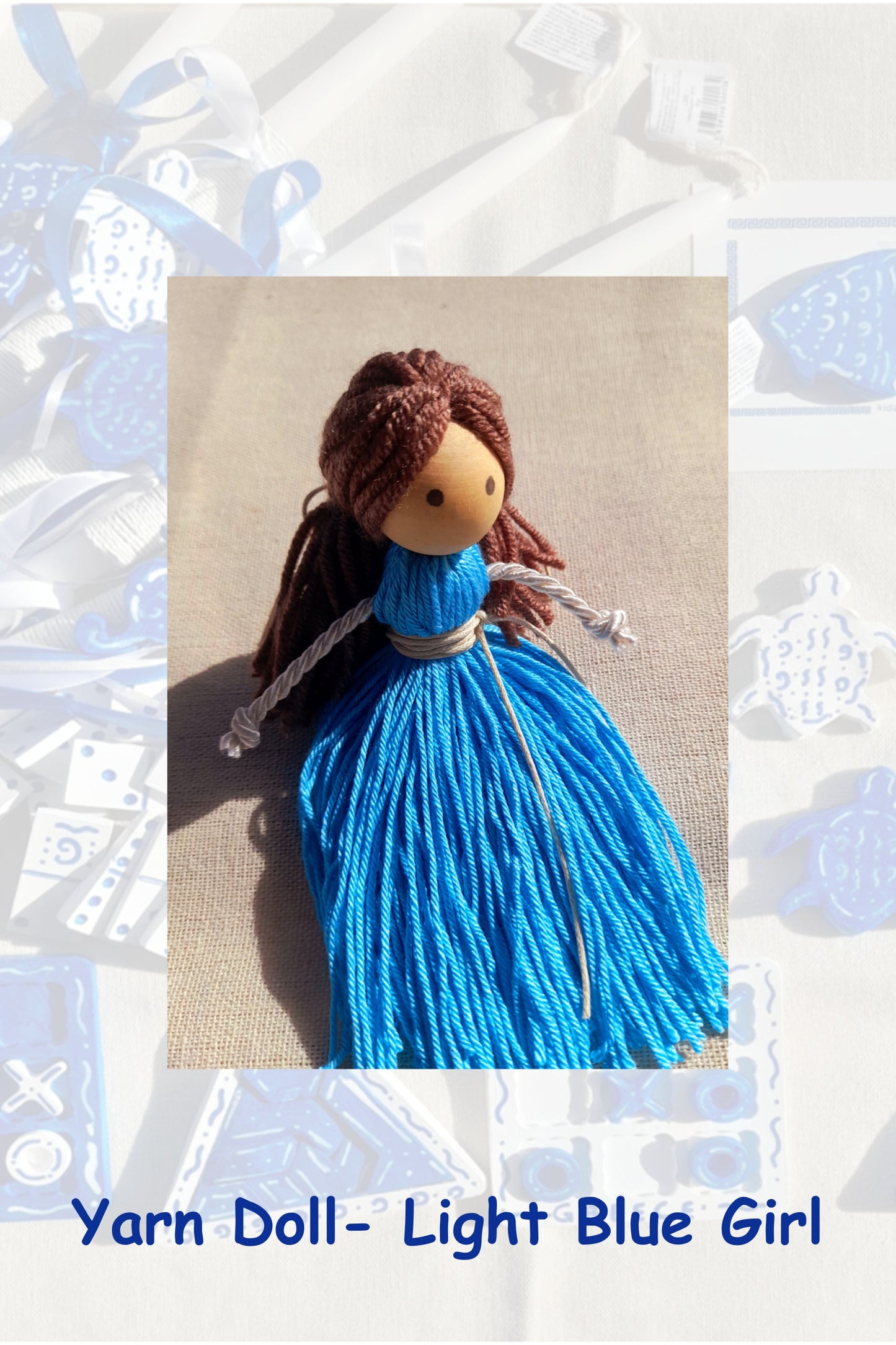 Handmade Yarn Doll-Light blue girl