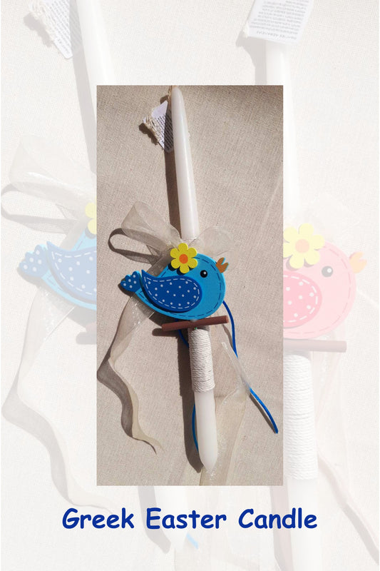 Greek Easter Candle- Blue Bird