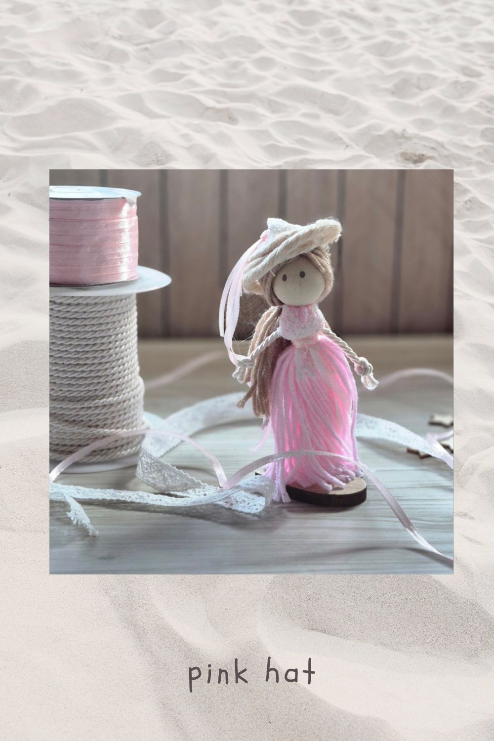 Yarn doll- pink hat