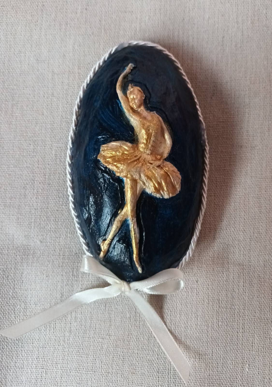 Handmade clay pebble-royal blue Ballerina