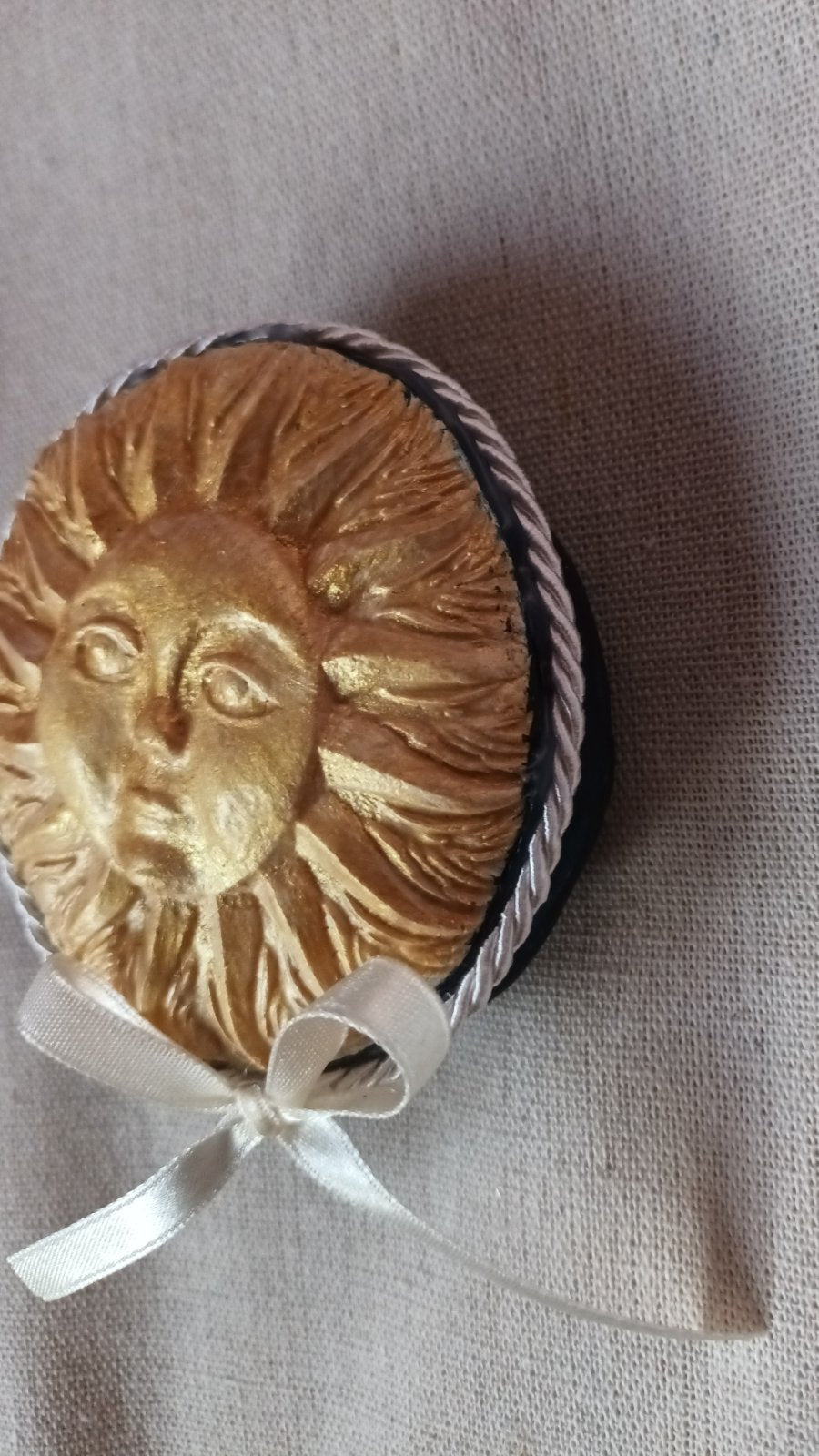 Handmade clay pebble-Medieval Sun