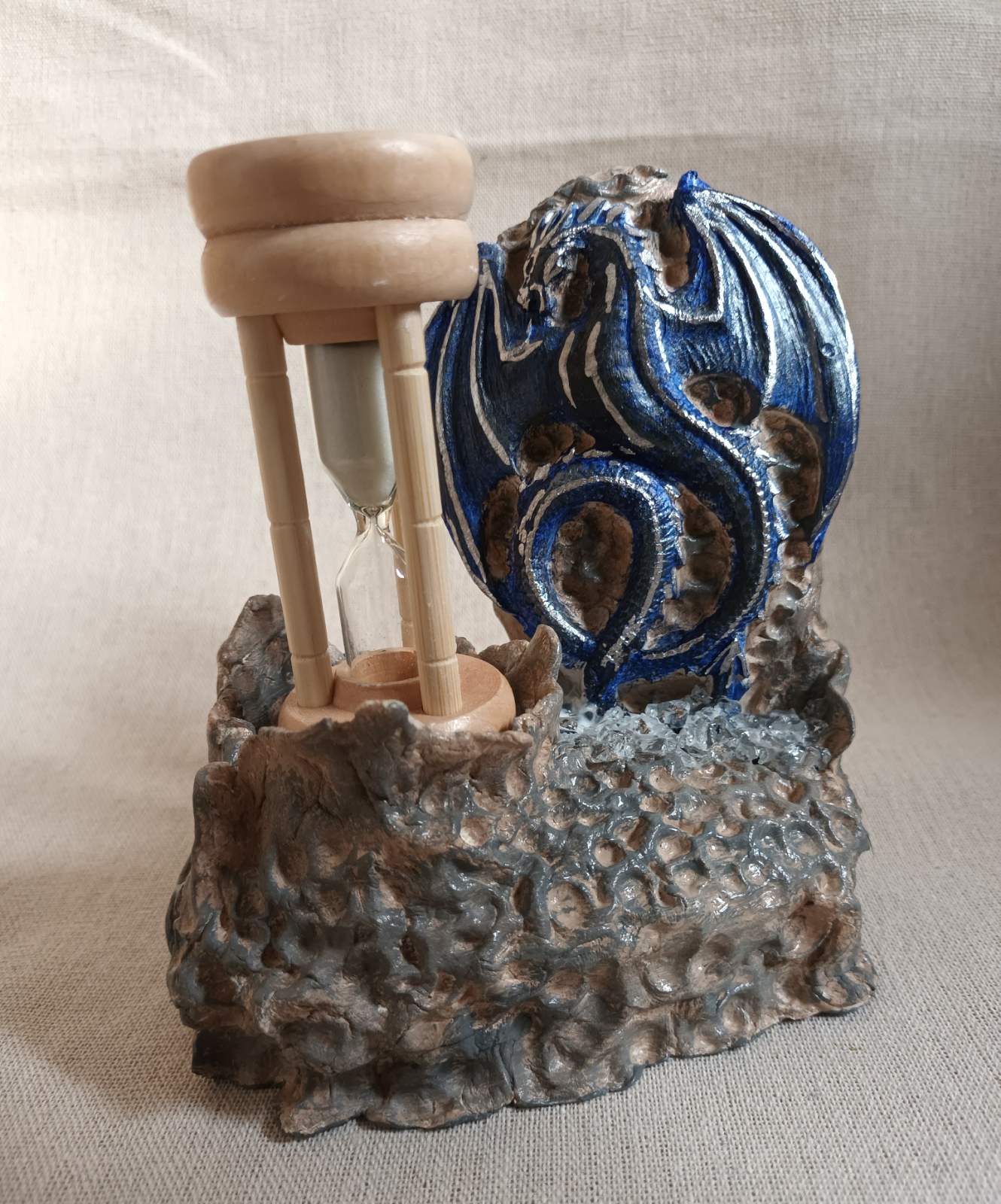 Handmade clay Dragon sand hourglass-Blue Dragon