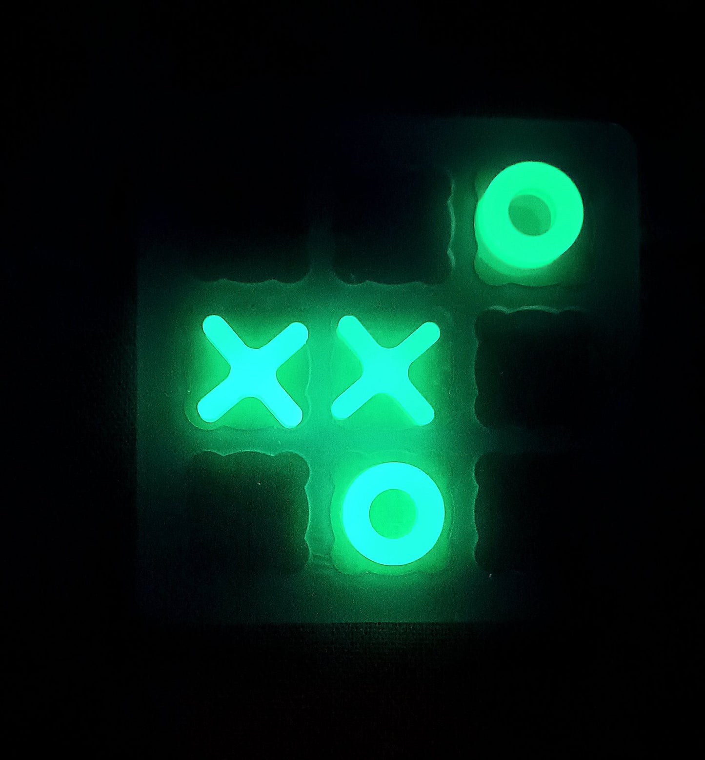 Handmade Glass Tic Tac Toe- Glow in the dark