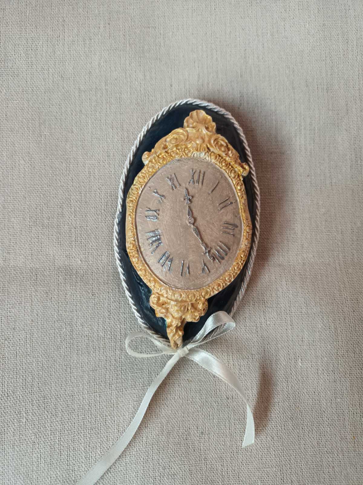 Handmade clay pebble- midnight clock