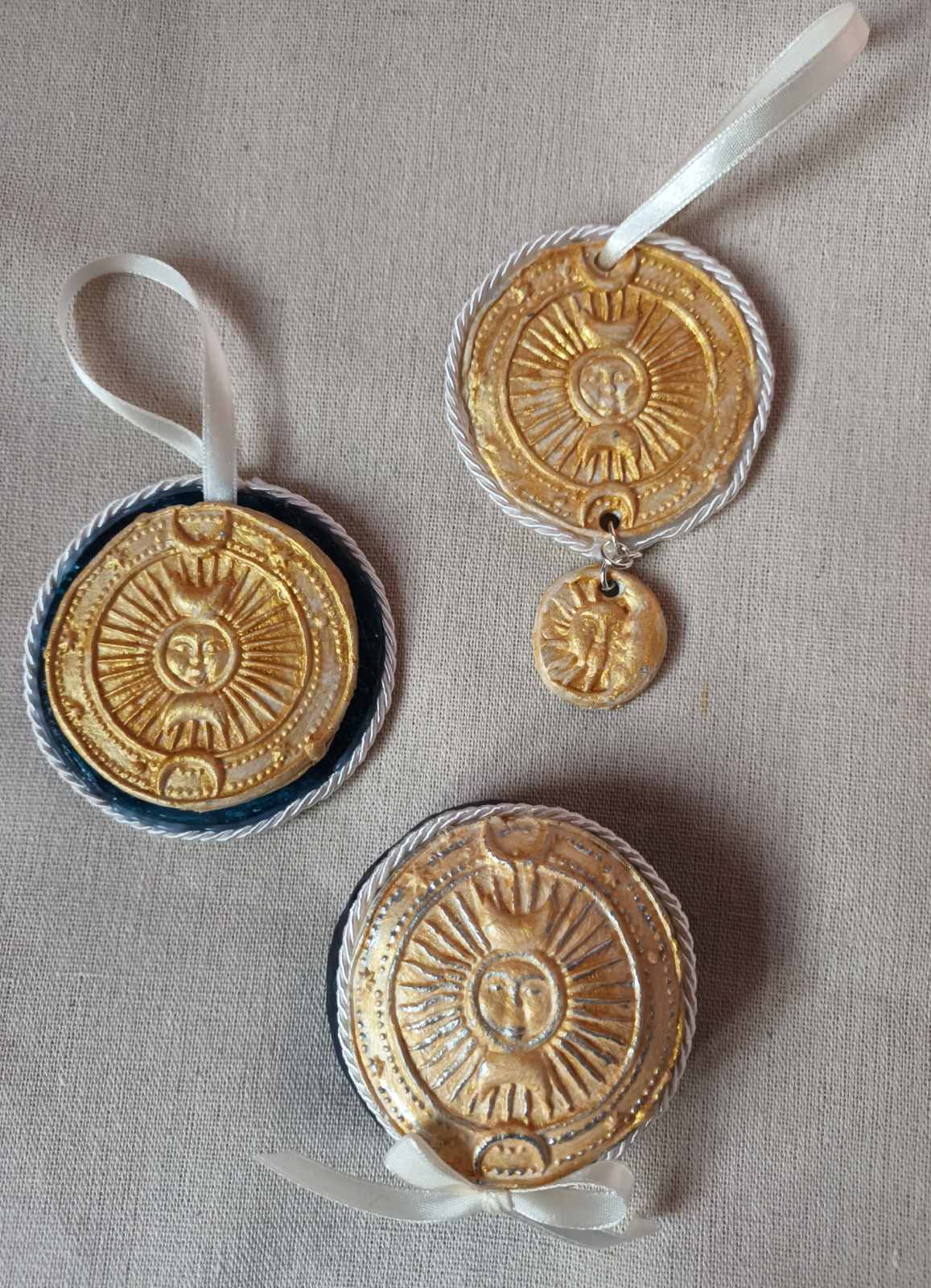 Handmade decoration- Royal Blue Moon&Sun (set of 3)