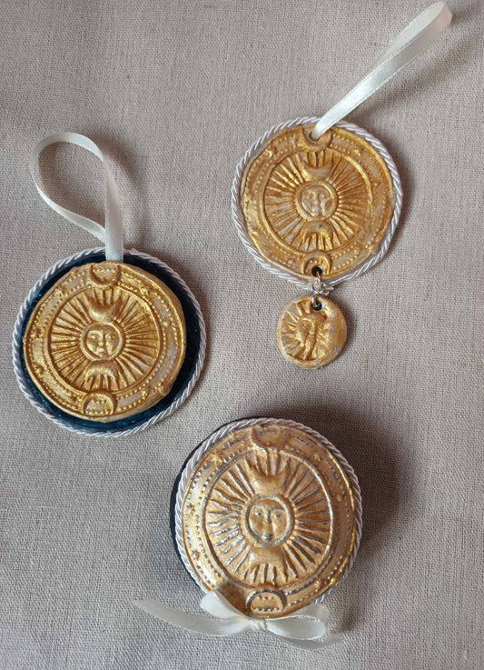 Handmade decoration- Royal Blue Moon&Sun (set of 3)