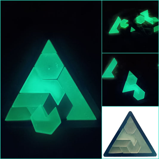 Handmade Glass Tangram- Glow in the dark