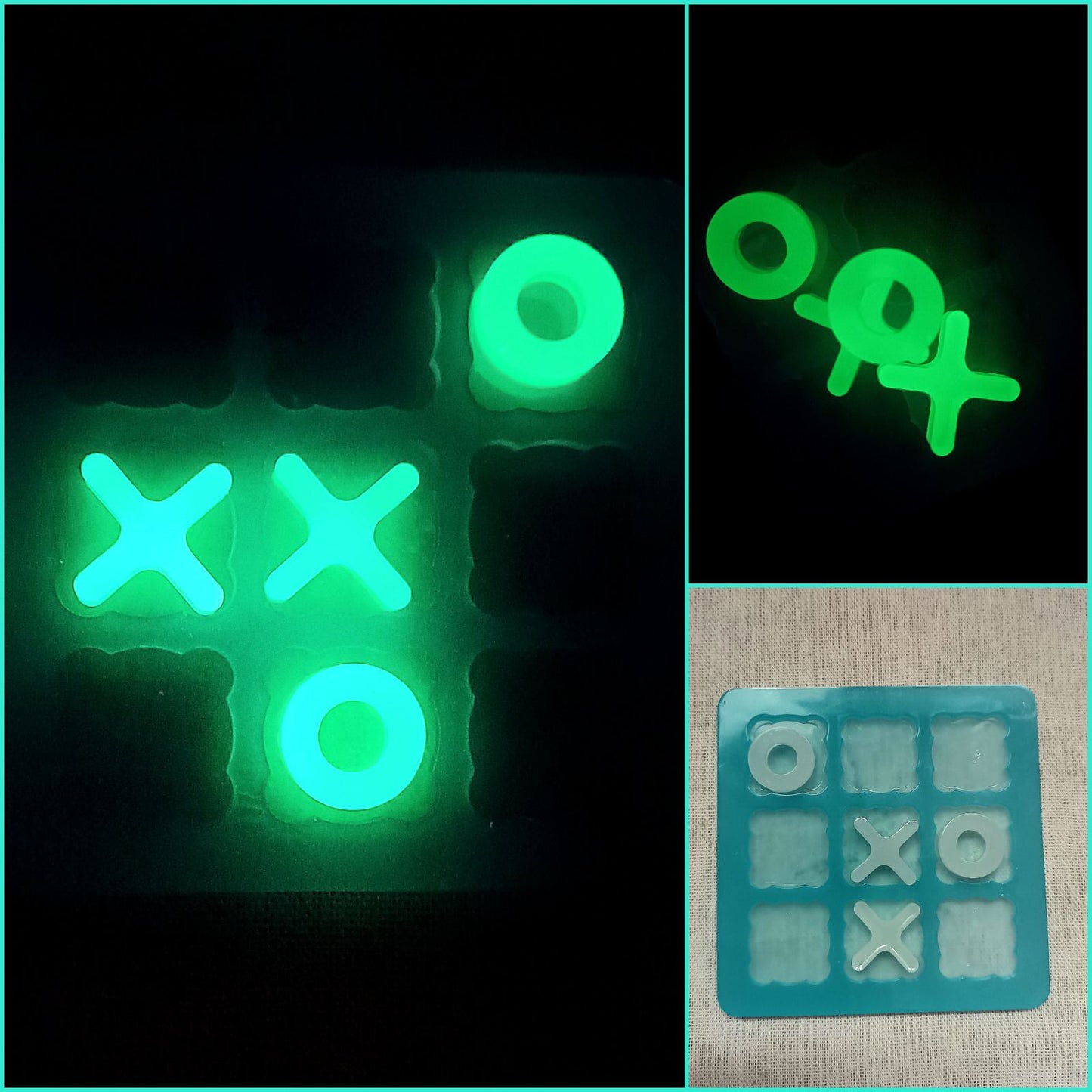 Handmade Glass Tic Tac Toe- Glow in the dark