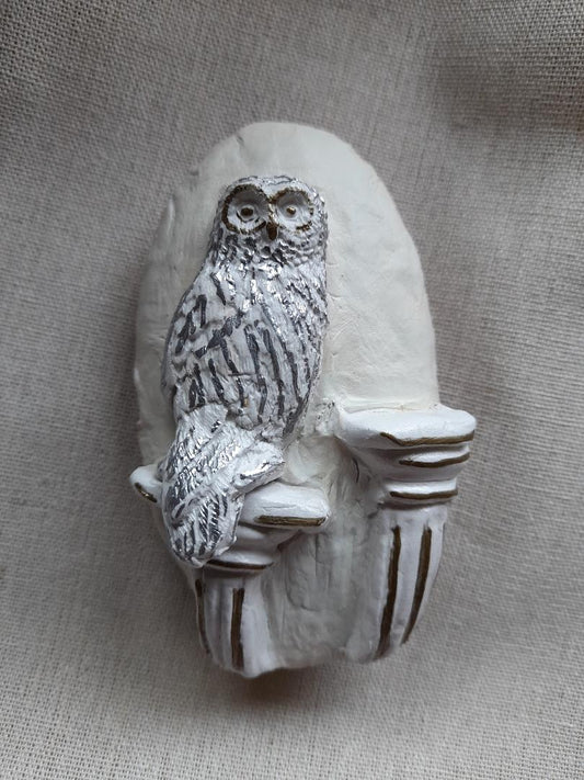 Handmade clay pebble-antiquity owl