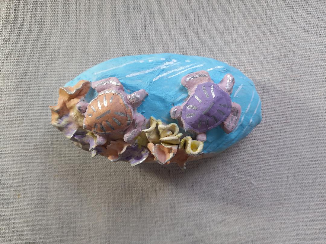 Handmade clay pebble- turtle