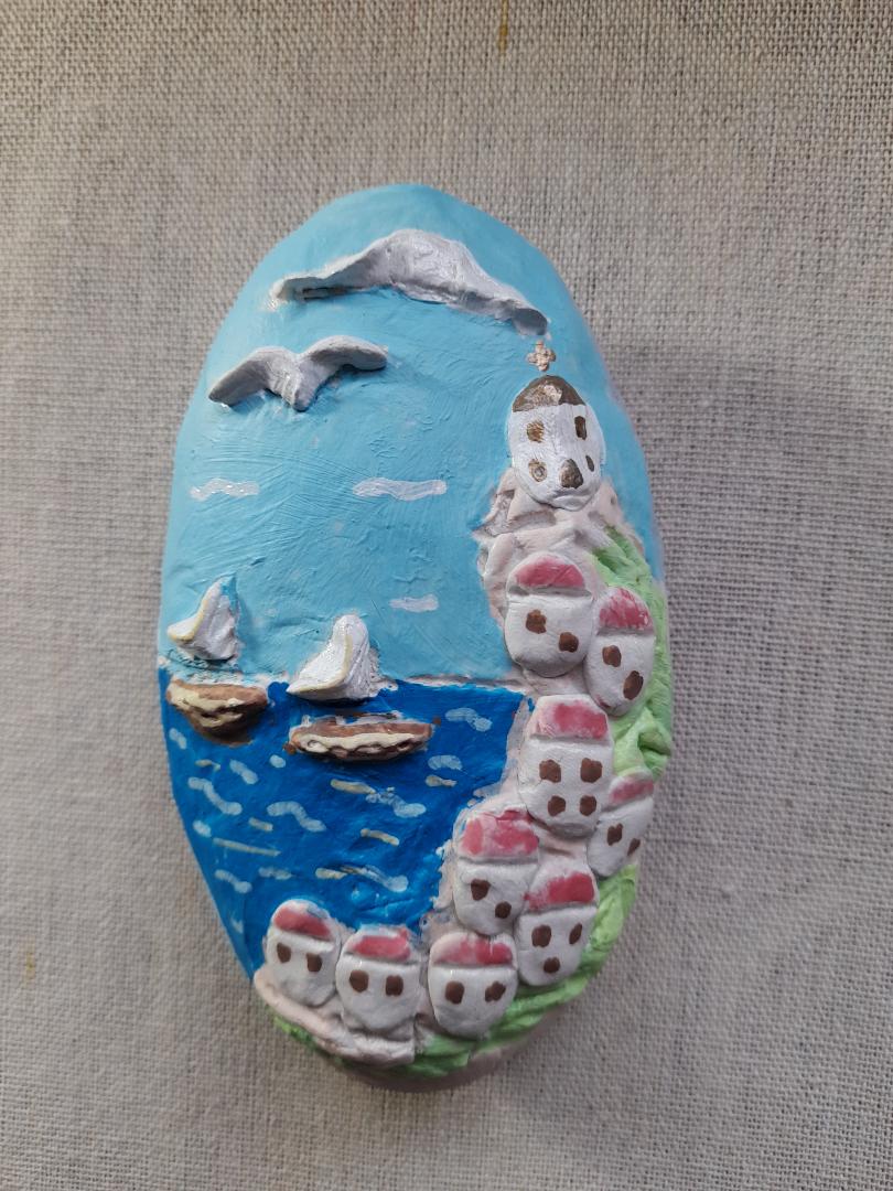 Handmade clay pebble- Greek island